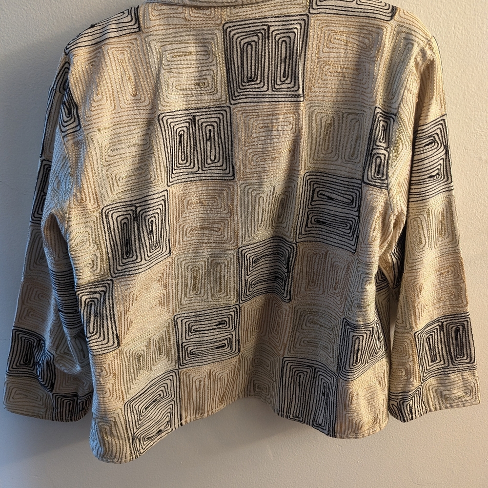 Units Women's Geometric Pattern Linen Jacket - Picture 3 of 7